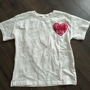 Zara Kids White Tee with Pink Heart Graphic
